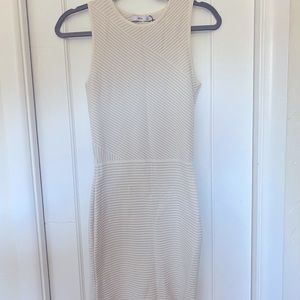 MANGO suit tan/ cream fitted dress sz: small